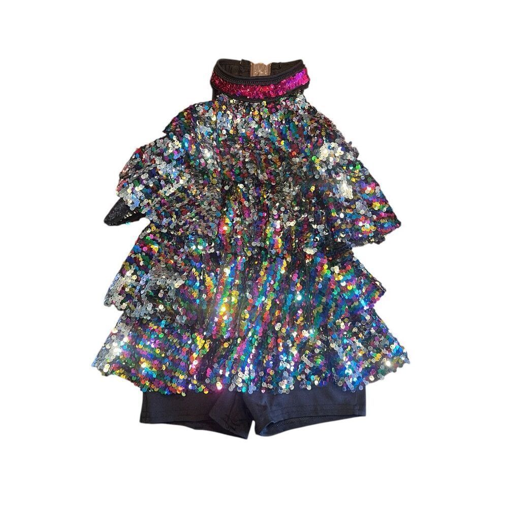 A wish come true dance recital rainbow sparkly jazz tap costume leotard M child